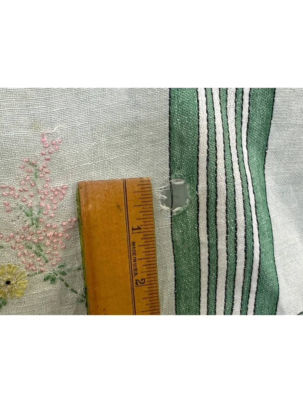 Vintage Embroidered Card Table Tablecloth Topper Floral Flowers READ LOOK Cutter